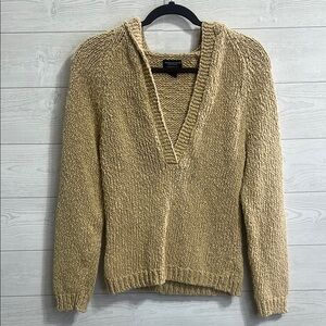 American Eagle Women's Tan‎ Knit Pullover  Hooded Sweater Vintage XL 100% Cotton